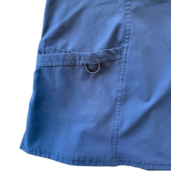 Elle Womens Navy Blue Medical Scrub Top Medium Side Zip Stretch Pockets Lightwei - Picture 3 of 7